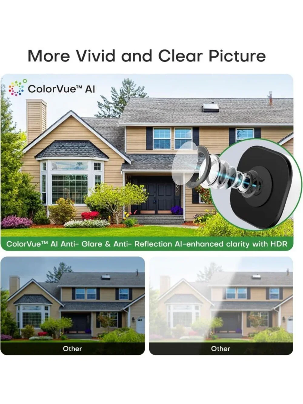 Home Security Camera 2K, WiFi Human Detection, AI Night Vision, Easy Install
